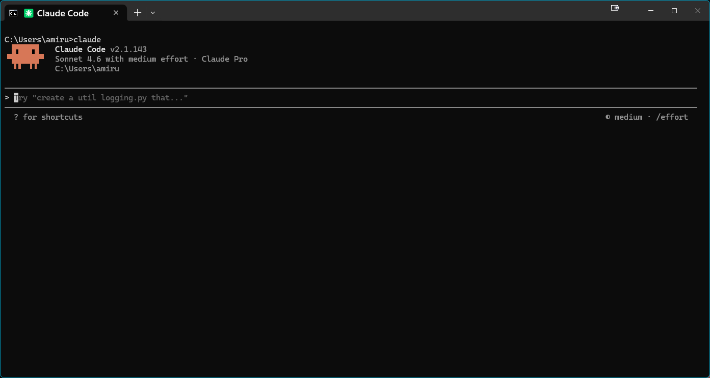 Tangkapan layar Claude Code CLI baru dibuka — prompt kosong menunggu instruksi
